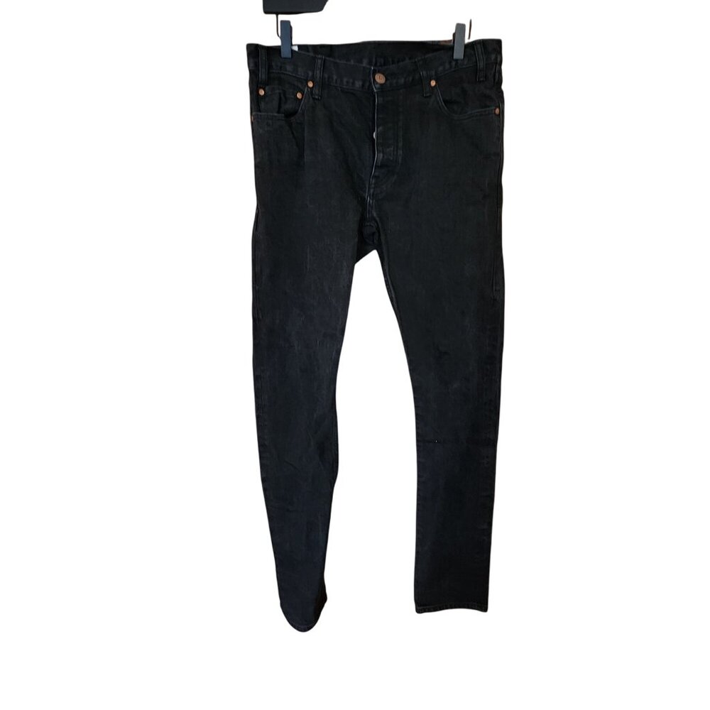 Han Mens Selvedge Denim Jeans Black Size 33L Button Fly